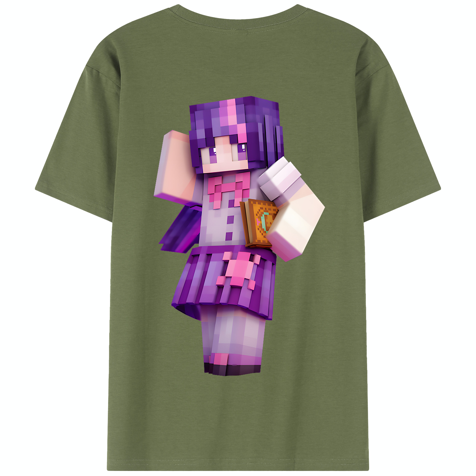 （画像用） マインクラフト ブロックの世界 Minecraft MC Block world 綿100％半袖Tシャツ（背面プリント）